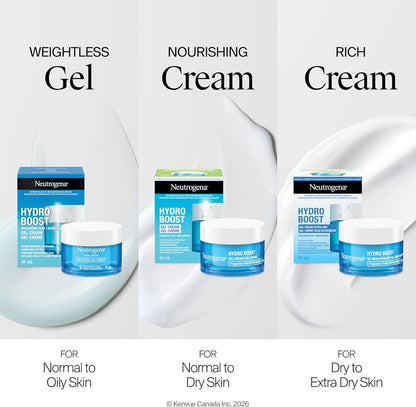 Hydro Boost Gel Cream Face Moisturizer - Oil-Free Facial Cream with Hyaluronic Acid for Dry Skin - Lightweight, Non-Comedogenic Daily Hydrating Formula, 47Ml