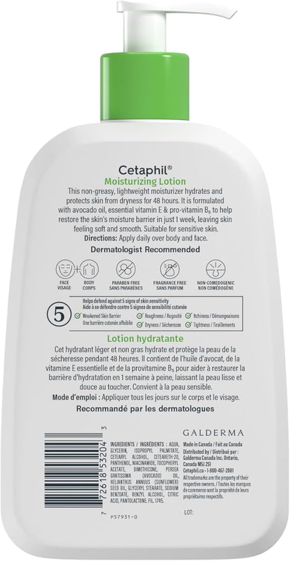 Moisturizing Lotion, Hydrating Body Lotion & Moisturizer for Sensitive & All Skin Types, Fragrance Free, Hypoallergenic, Non-Comedogenic, Dermatologist Recommended, 473 Ml