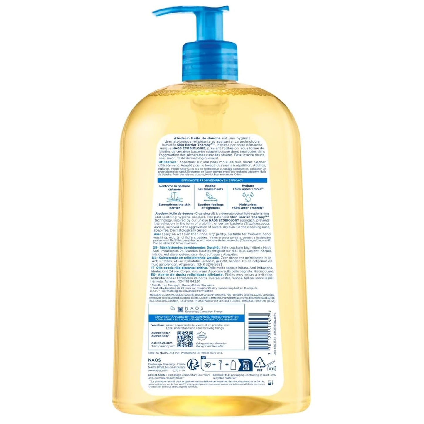 Bioderma Atoderm Shower-Oil, Cleansing-Oil for Face & Body, urishing Cleansing Oil for Dry to Atopic Sensitive Skin for Softer & Smooth Skin for Your Whole Family